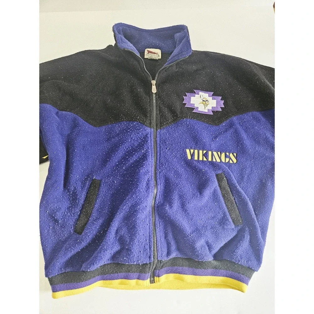 Vintage Minnesota Vikings 1990s Jacket Pro Elite Men's‎ Large Purple Vtg 90s NFL
